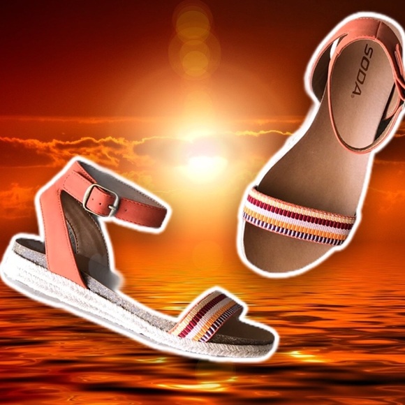 NEW Soda Tacoma Orange Espadrille Flatform Sandal - Picture 3 of 9